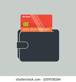 credit card in wallet. business concept. vector illustration