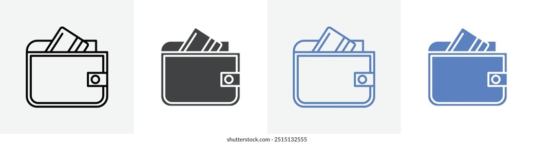 credit card in wallet icon vector set use for web ui or app