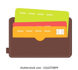 Credit Card And Wallet Illustration Set. Bank, Settlement, Pay, Payment. Vector Drawing. Hand Drawn Style.