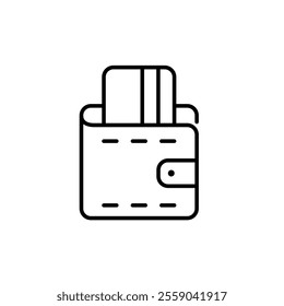 Credit card in wallet. Payments and finance. Pixel perfect vector icon