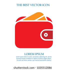 Credit card in wallet. Vector icon.