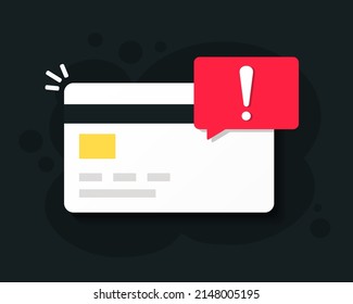 Credit card warning sign symbol. Vector illustration