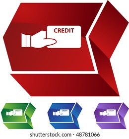 Credit card web button isolated on a background.