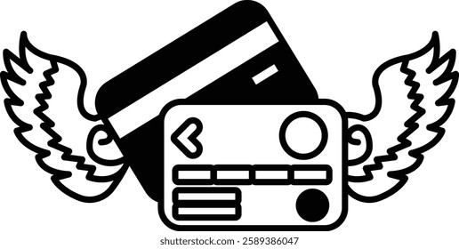 A credit card with a white arrow pointing to the left