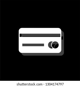 Credit card. White flat simple icon with shadow