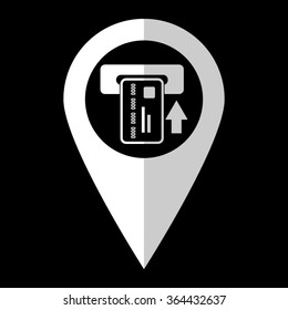 Credit card - white vector icon;  map pointer