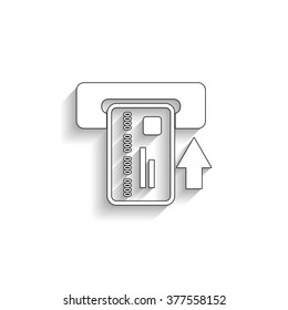 Credit card - white vector icon with  shadow
