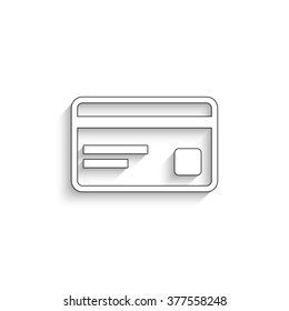 Credit card - white vector icon with  shadow