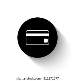 Credit card - white vector icon  with shadow