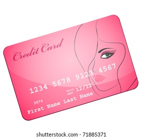 credit card wiht silhouette of pretty attractive girl