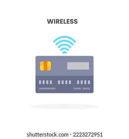 Kreditkarte Wireless-Flachsymbol. Vektorgrafik auf weißem Hintergrund. Kann für Web, App, digitale Produkte, Präsentation, UI und viele mehr verwendet werden.