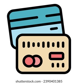 Credit card wishlist icon outline vector. My locator. Online order color flat