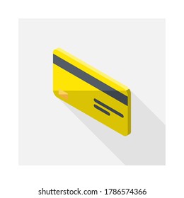 Credit card Yellow left view icon vector isometric. Flat style vector illustration.