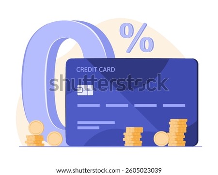Credit Card with Zero Percent Pay by Installments for Financial and Card Payment Concept Illustration