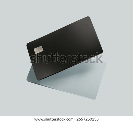 Credit cards 3d render vector illustration style. Different credit debit cards mockups. Vector set, editable graphic elements. Mockup of white blank bank cards with chip on gray background