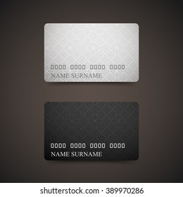 Credit Cards With Abstract Floral Pattern. Vector Illustration. Gift Or Credit Card Design Template