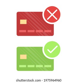 Credit cards with approved and rejected. Vector illustration.