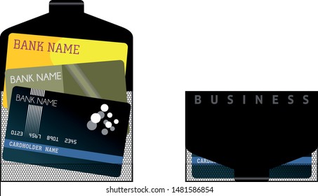 Credit cards in business card holder.