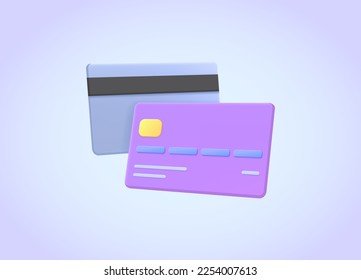 Credit cards front and back side vector illustration. Plastic card icon 3d concept for landing page, web, mobile app, poster, banner, flyer.