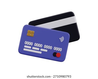 Ícone de cartões de crédito conceito de renderização 3d de cartões de crédito com chip money transaction banking icon ilustração