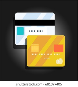 Credit cards icon with a dark background.