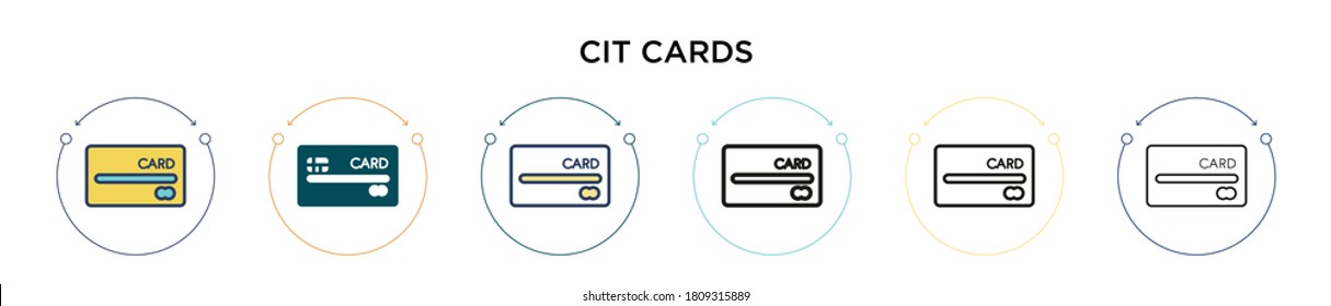 Icono de tarjetas de crédito en estilo relleno, delgado, contorno y trazo. Ilustración vectorial de dos tarjetas de crédito coloreadas y negras los diseños de iconos vectoriales se pueden utilizar para móviles, ui, web