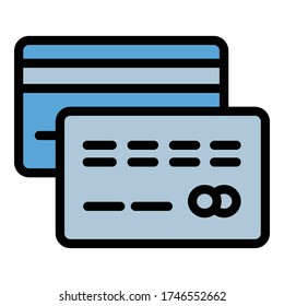 Credit cards icon. Outline credit cards vector icon for web design isolated on white background