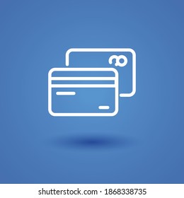 Icono de tarjetas de crédito, ilustración del vector de contorno.