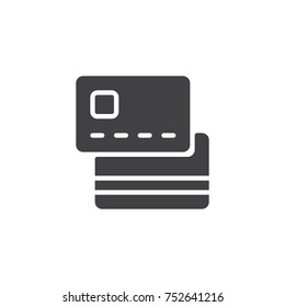 Credit cards icon vector, filled flat sign, solid pictogram isolated on white. Payment method symbol, logo illustration.