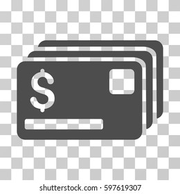 Credit Cards icon. Vector illustration style is flat iconic symbol, gray color, transparent background. Designed for web and software interfaces.