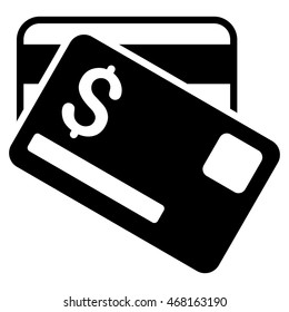 Credit Cards icon. Vector style is flat iconic symbol with rounded angles, black color, white background.