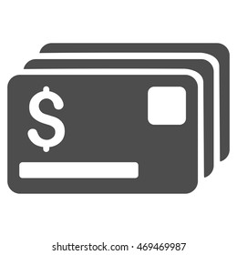 Credit Cards icon. Vector style is flat iconic symbol with rounded angles, gray color, white background.