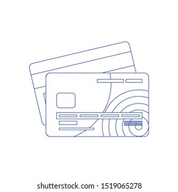 Credit Cards illustrations. Front and Back views. Concept of line icon