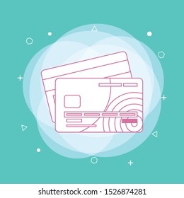 Credit Cards illustrations. Front and Back views. Concept of line icon