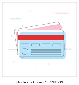 Credit Cards illustrations. Front and Back views.
