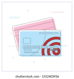Credit Cards illustrations. Front and Back views.