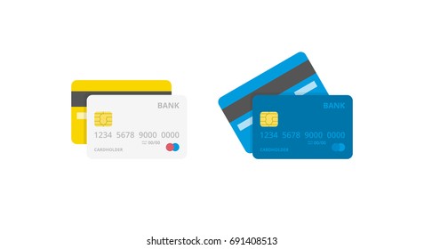 Credit Cards illustrations. Front and Back views. - Shutterstock ID 691408513