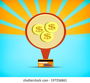 Credit Cards isolated on white,vector Illustration,Golden dollar