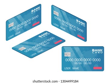 Credit cards isometric. Flat illustration. For infographics and design 