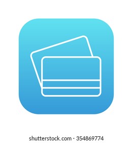 Credit cards line icon for web, mobile and infographics. Vector white icon on the blue gradient square with rounded corners isolated on white background.