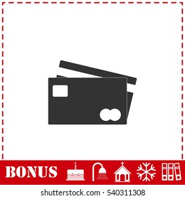 Credit Cards Payment icon flat. Simple vector symbol and bonus icon