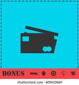 Credit Cards Payment icon flat. Simple vector symbol and bonus icon