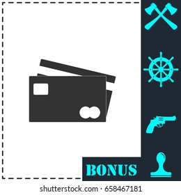 Credit Cards Payment icon flat. Simple vector symbol and bonus icon
