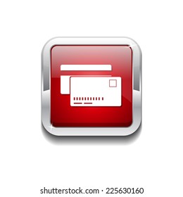 Credit Cards Red Vector Icon Button