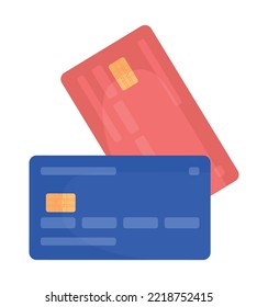 Credit cards semi flat color vector object. Banking service. Editable element. Full sized item on white. Money simple cartoon style illustration for web graphic design and animation