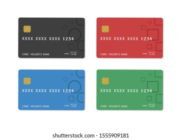 Credit cards set with colorful abstract design background. Black credit card. Red credit card. Vector illustration design