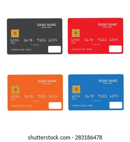 Credit cards set flat icon illustration, vector