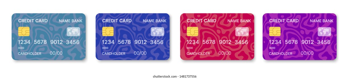 Credit cards set multicolor template vector with abstract triangle geometric design background with patterns background. Conceptual business illustration with clipping mask