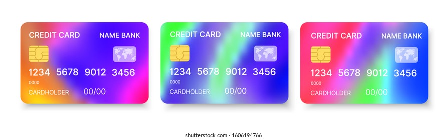 Credit cards set multicolor template vector with abstract triangle geometric design background with patterns background. Conceptual business illustration with clipping mask