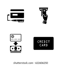 Credit Cards. Simple Related Vector Icons Set for Video, Mobile Apps, Web Sites, Print Projects and Your Design. Black Flat Illustration on White Background.
